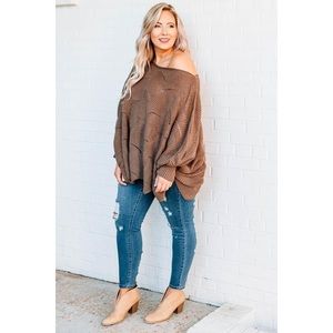 CHIC SOUL Plus Size Warm Feelings Sweater Mocha